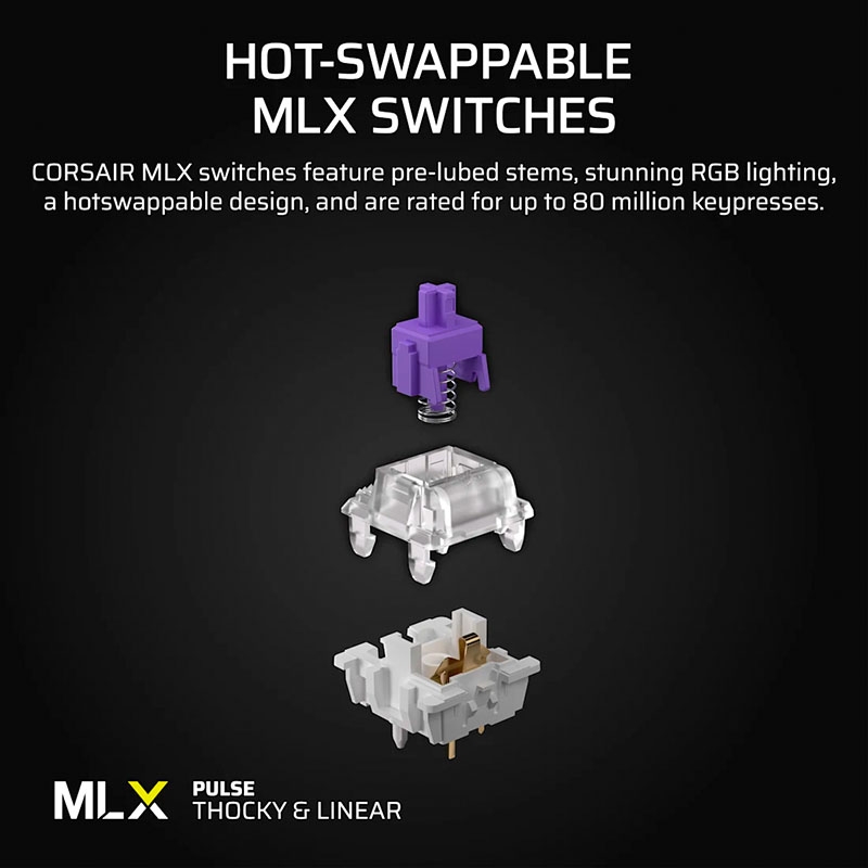 Bàn phím cơ Corsair Vanguard 96 Dual Tone RGB Hotswap SOCD (Corsair MLX Sw)