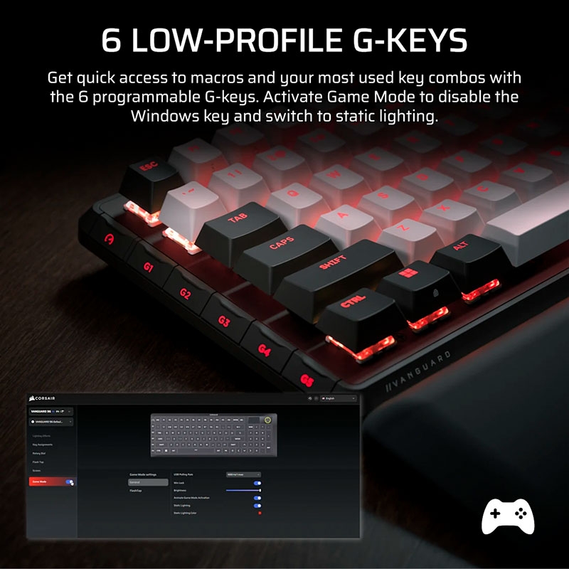 Bàn phím cơ Corsair Vanguard 96 Dual Tone RGB Hotswap SOCD (Corsair MLX Sw)