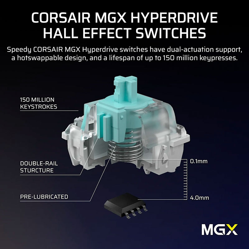 Bàn phím cơ Corsair Vanguard Pro 96 HE RGB Hotswap SOCD (Corsair MGX Sw)