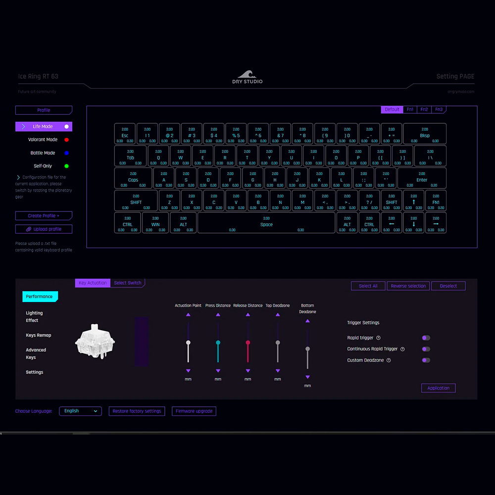 Bàn phím cơ Dry Studio Ice Ring 63 RT RGB Hotswap 8K Rapid Trigger (Magnetic Sw)