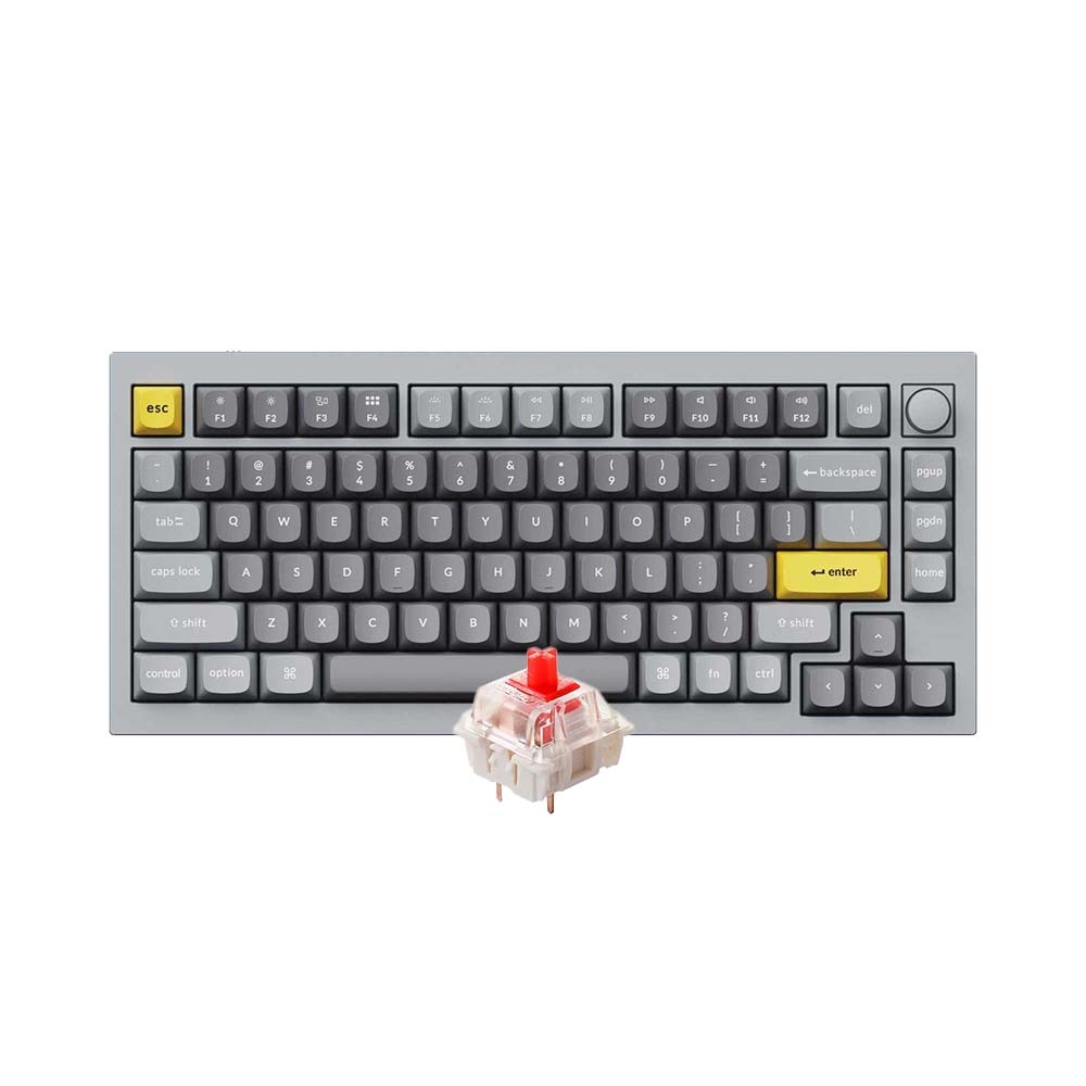 Bàn phím cơ Keychron Q1 version 2 Full Assembled Knob Silver Grey Gateron G Pro Red Q1-N1Z