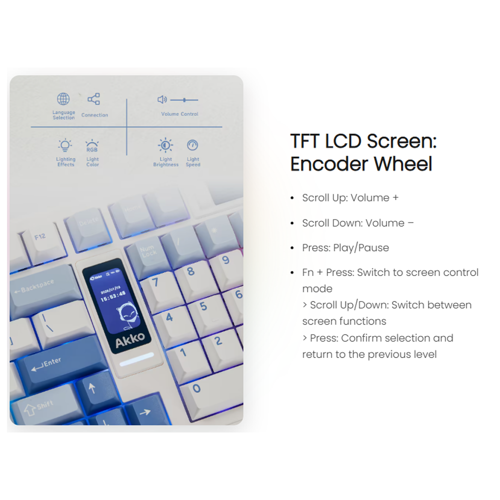 Bàn phím cơ không dây AKKO 5098B LCD Screen RGB Hotswap (AKKO Sw)