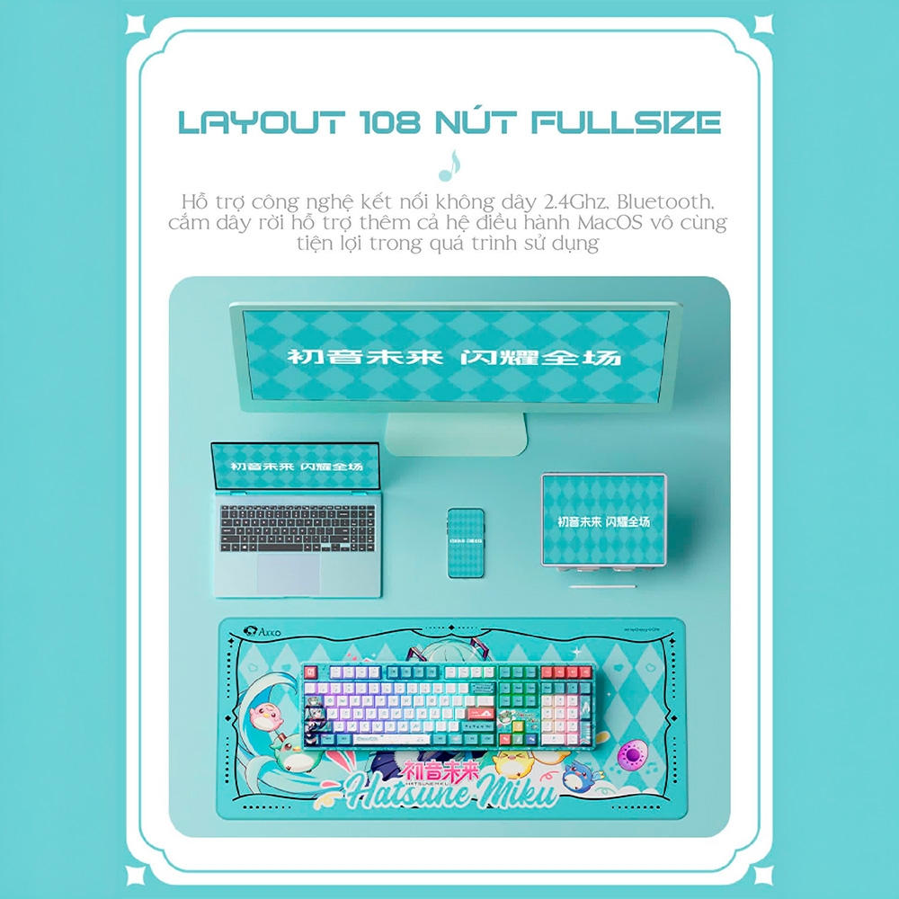 Bàn phím cơ không dây AKKO 5108B Plus Hatsune Miku RGB Hotswap (AKKO Sw)