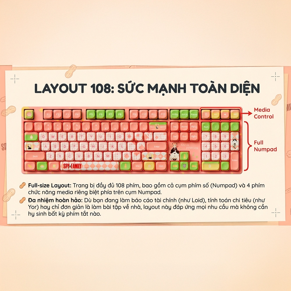 Bàn phím cơ không dây AKKO 5108B Plus SpyxFamily RGB Hotswap (AKKO Sw)