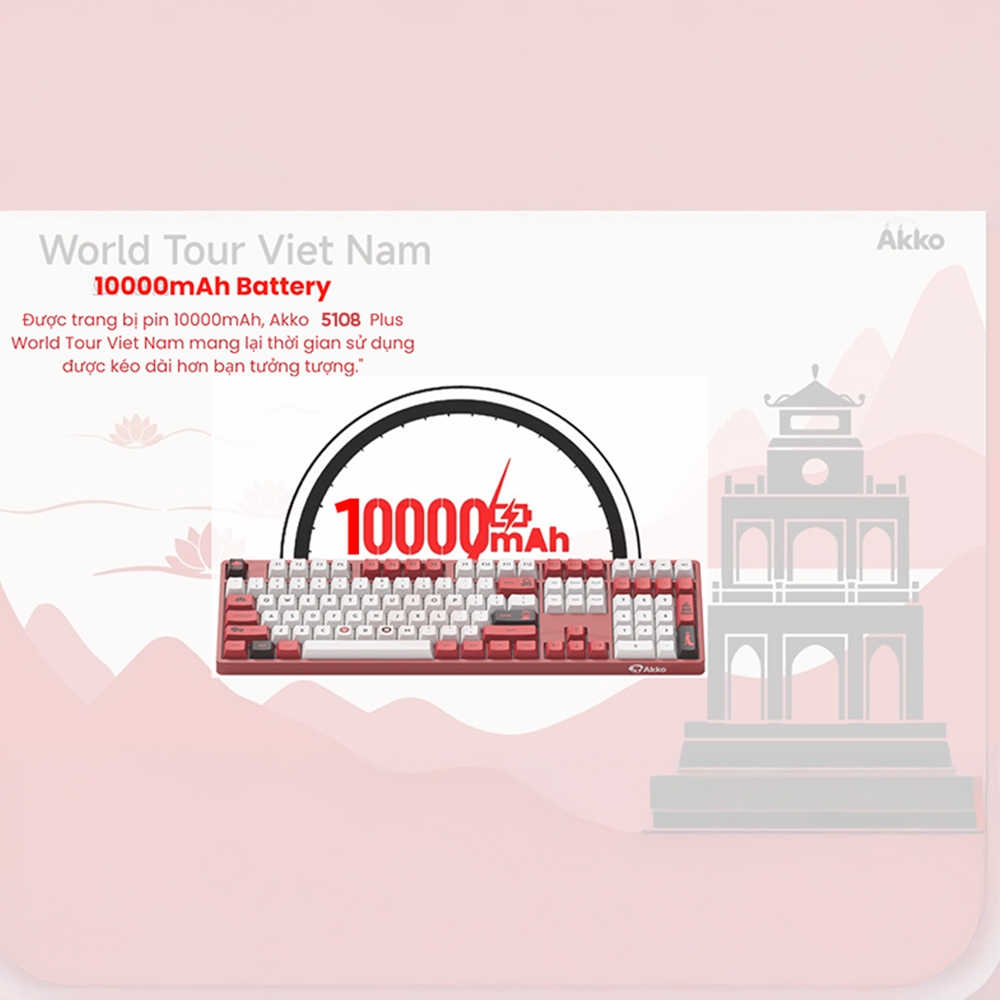 Bàn phím cơ không dây AKKO 5108B Plus World Tour Viet Nam RGB Hotswap (Akko Sw)