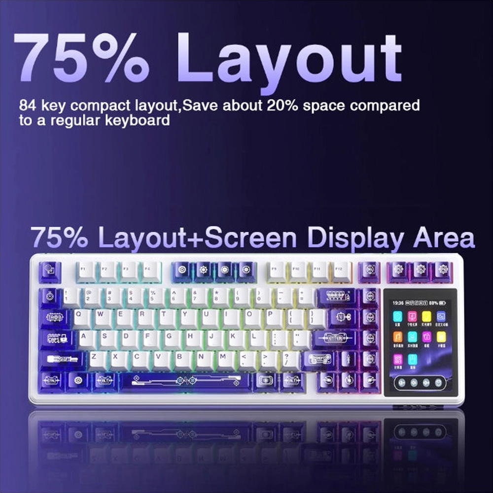 Bàn phím cơ không dây AULA L99 LCD Touchscreen RGB Hotswap (Raindrop Sw)