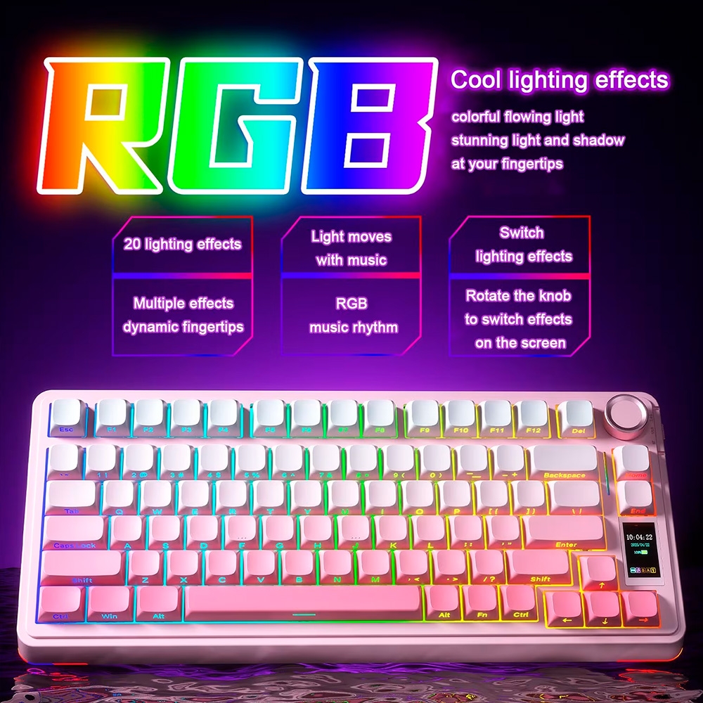 Bàn phím cơ không dây AULA S75 Pro Peach Pink LCD Screen RGB Hotswap (Leobog Sw)