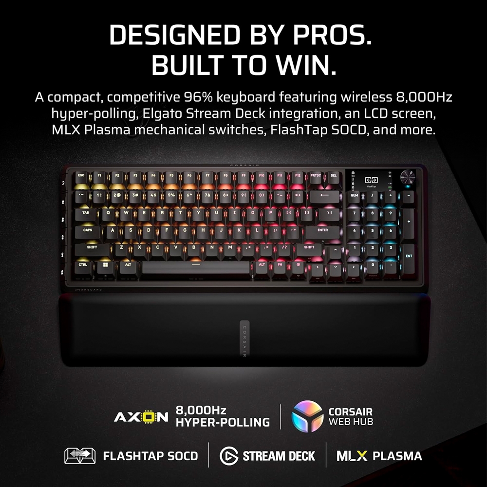 Bàn phím cơ không dây Corsair Vanguard 96 RGB Hotswap SOCD (Corsair MLX Plasma SW)