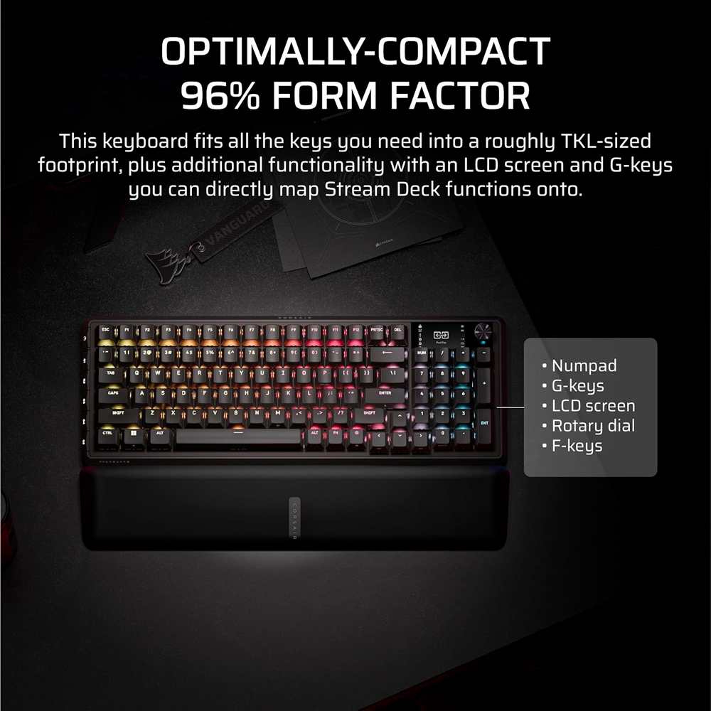Bàn phím cơ không dây Corsair Vanguard 96 RGB Hotswap SOCD (Corsair MLX Plasma SW)