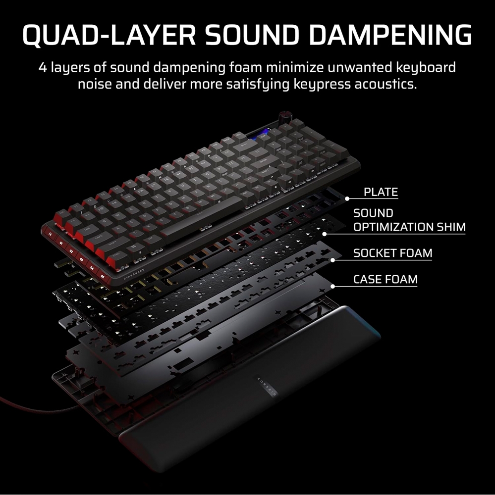 Bàn phím cơ không dây Corsair Vanguard 96 RGB Hotswap SOCD (Corsair MLX Plasma SW)