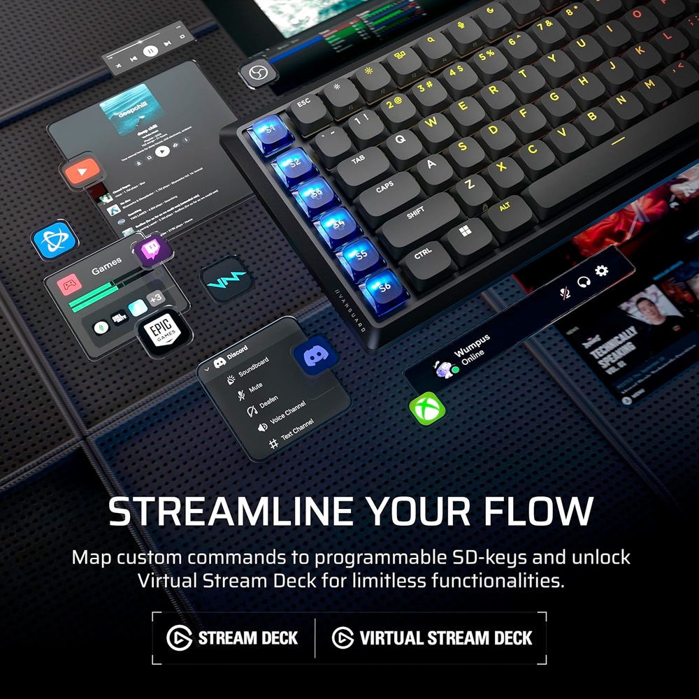 Bàn phím cơ không dây Corsair Vanguard Air 99 RGB SOCD (Corsair OPX Low Profile Sw)