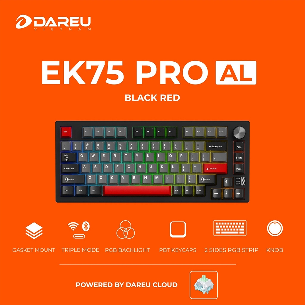 Bàn phím cơ không dây Dareu EK75 PRO AL RGB Hotswap CNC Aluminum (Dareu Sw)