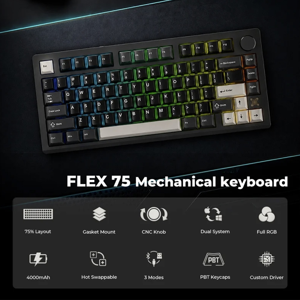 Bàn phím cơ không dây Dareu FLEX 75 RGB Hotswap (Dareu SW)