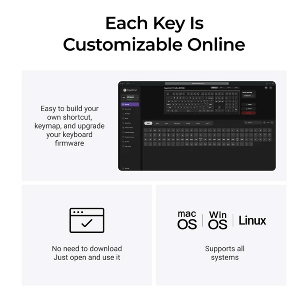 Bàn phím cơ không dây Keychron K10 Ultra 8K ZMK RGB Hotswap (Keychron SW)