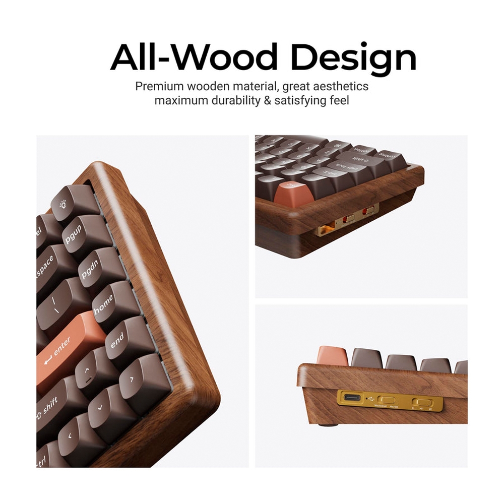 Bàn phím cơ không dây Keychron K2 HE All-Wood Special Edition RGB Hotswap Aluminum (Magnetic Sw)