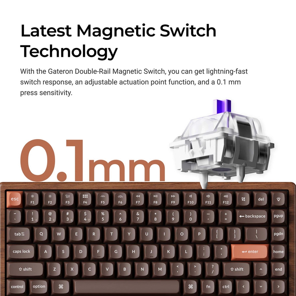 Bàn phím cơ không dây Keychron K2 HE All-Wood Special Edition RGB Hotswap Aluminum (Magnetic Sw)