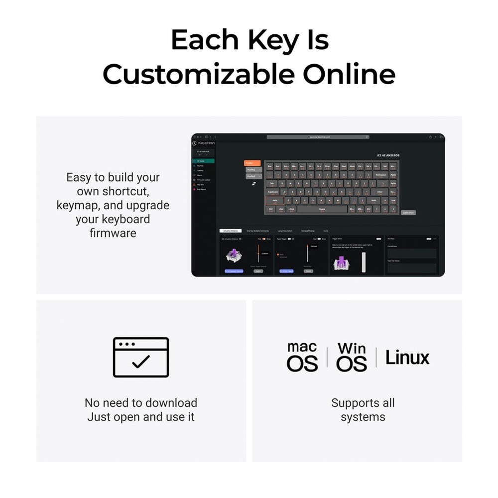 Bàn phím cơ không dây Keychron K2 HE Concrete Edition RGB Hotswap Aluminum (Magnetic Sw)