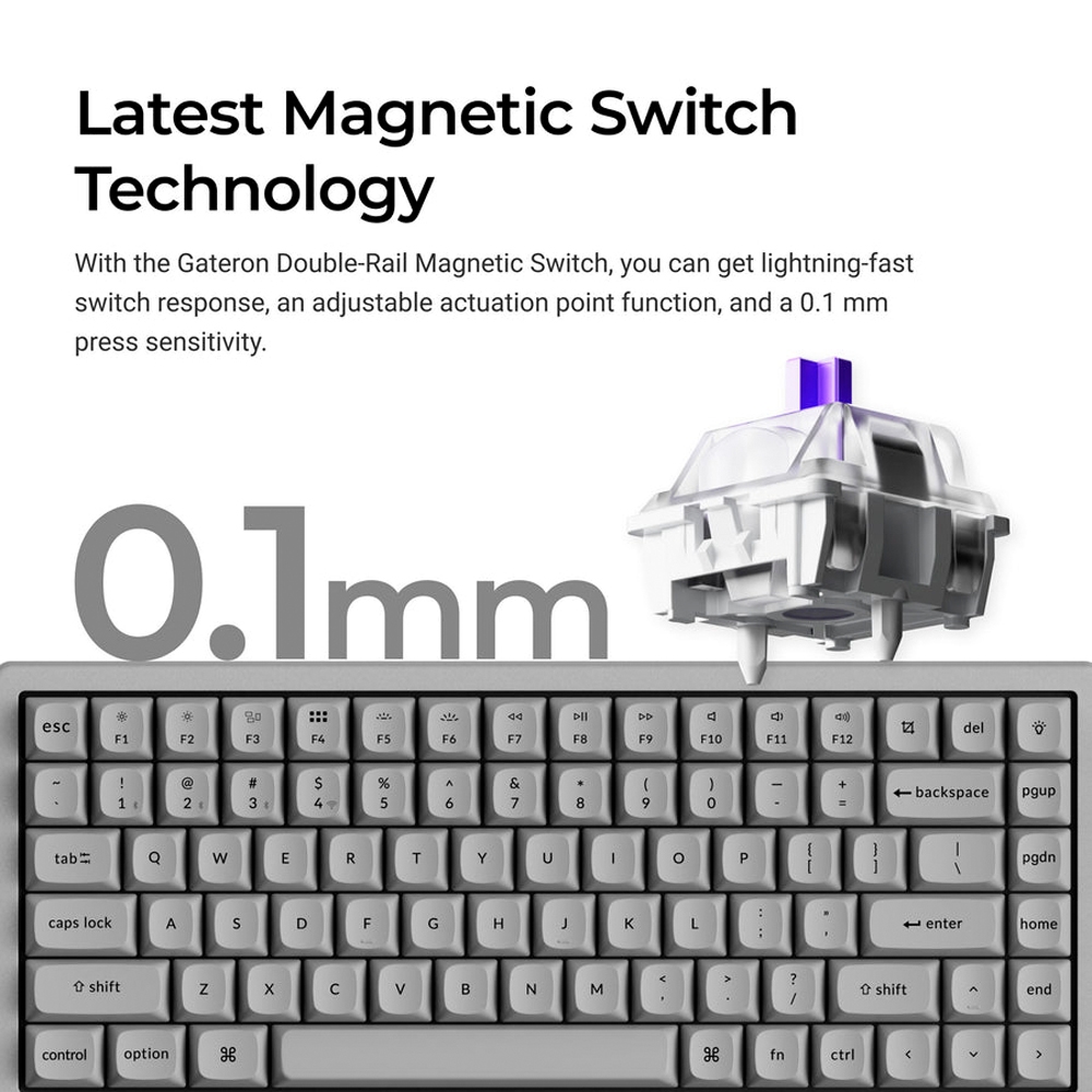 Bàn phím cơ không dây Keychron K2 HE Concrete Edition RGB Hotswap Aluminum (Magnetic Sw)
