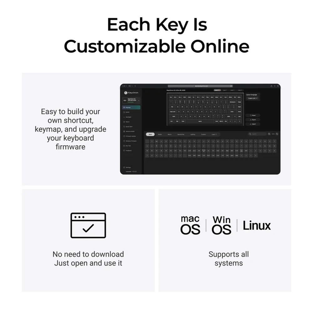 Bàn phím cơ không dây Keychron K3 Ultra 8K ZMK RGB Hotswap (Keychron SW)