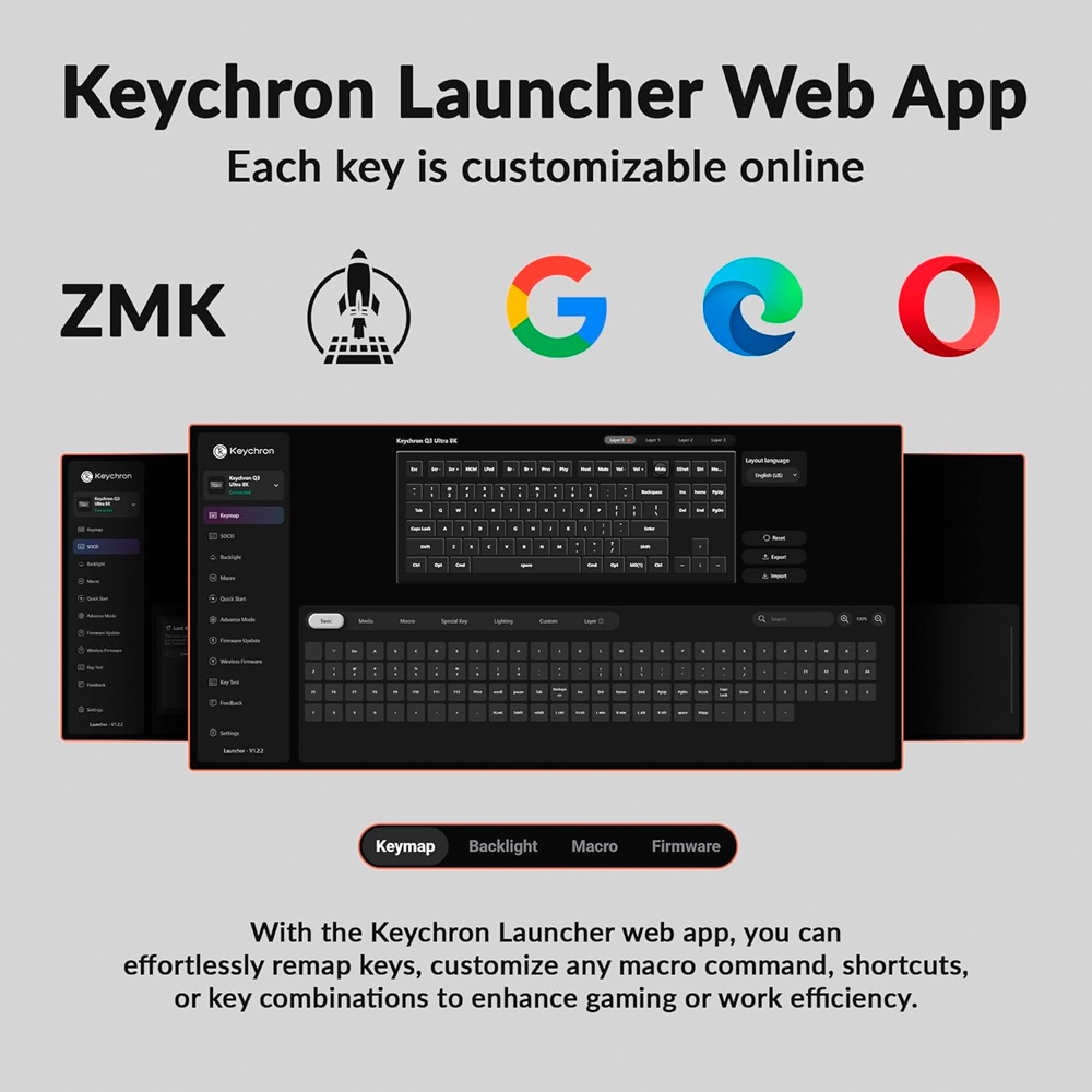 Bàn phím cơ không dây Keychron Q3 Ultra 8K ZMK RGB Hotswap (Keychron SW)