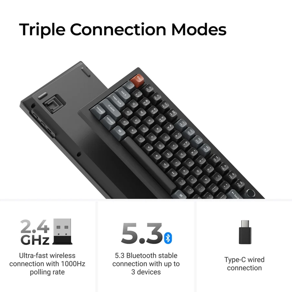Bàn phím cơ không dây Keychron V3 Ultra 8K ZMK RGB Hotswap (Keychron Sw)