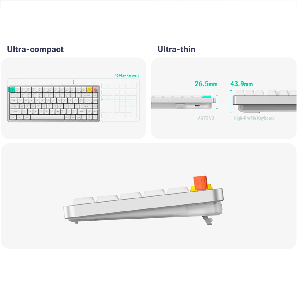 Bàn phím cơ không dây NuPhy Air75 V3 RGB Hotswap (Nuphy Sw)