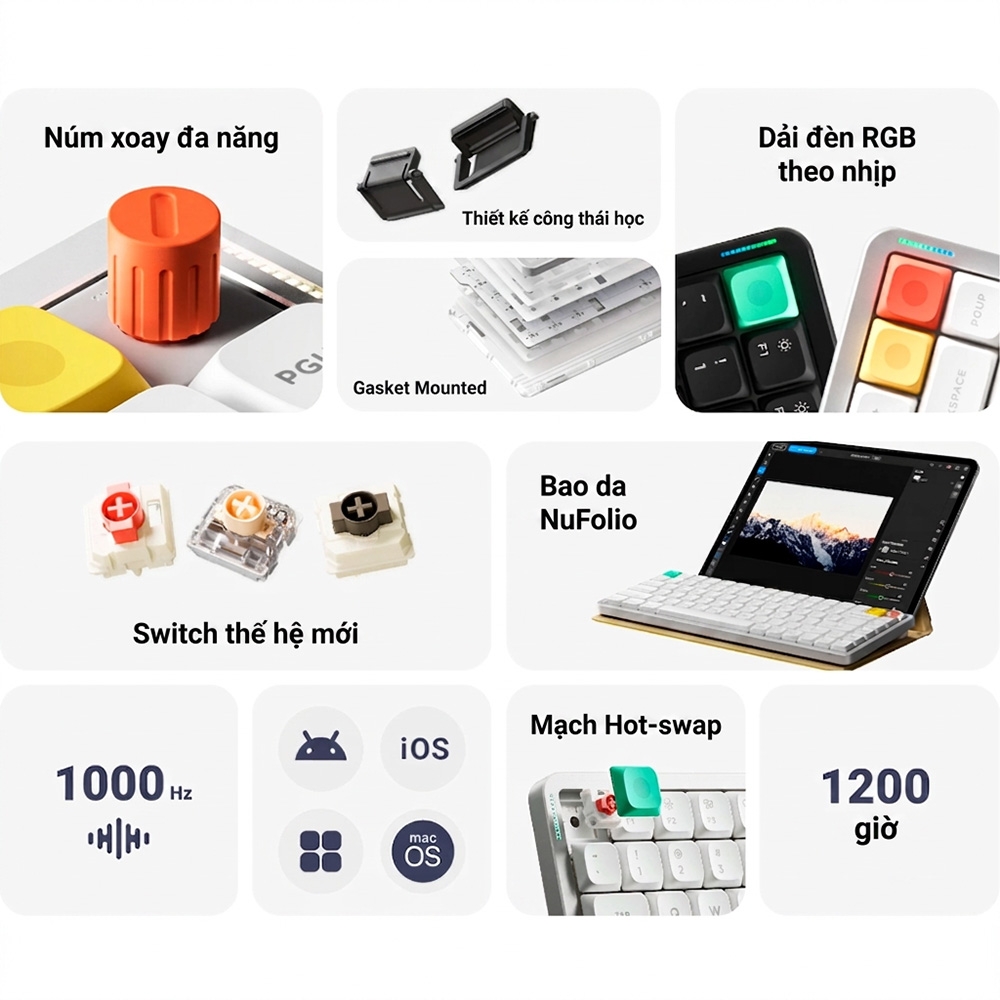 Bàn phím cơ không dây NuPhy Air75 V3 RGB Hotswap (Nuphy Sw)