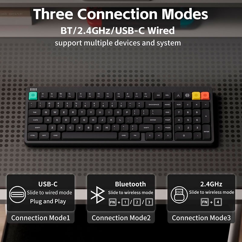 Bàn phím cơ không dây NuPhy Node100 High Profile RGB Hotswap (Nuphy Sw)