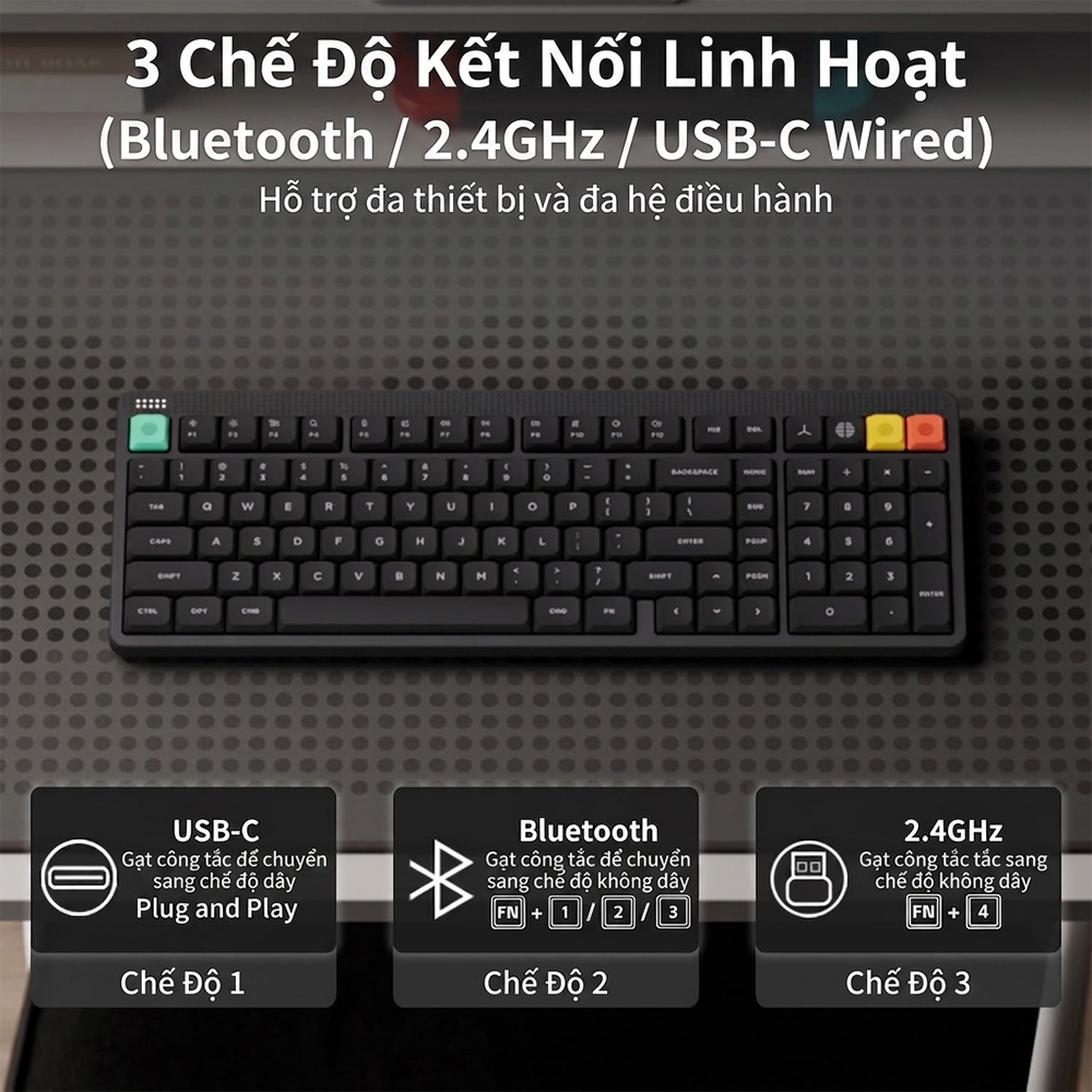 Bàn phím cơ không dây NuPhy Node100 Low Profile RGB Hotswap (Nuphy Sw)