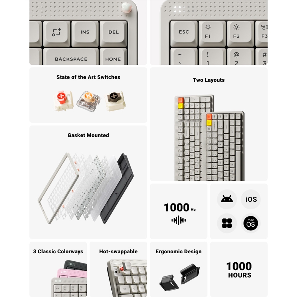 Bàn phím cơ không dây NuPhy Node75 High Profile RGB Hotswap (Nuphy Sw)