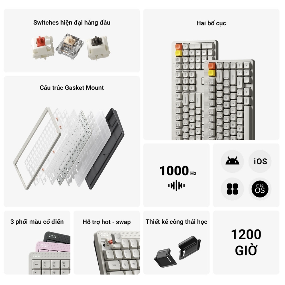 Bàn phím cơ không dây NuPhy Node75 Low Profile RGB Hotswap (Nuphy Sw)