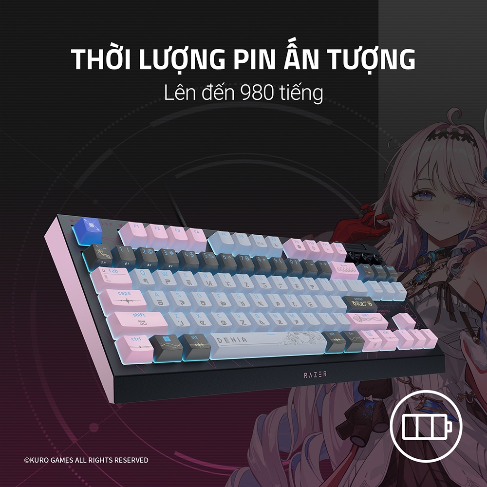Bàn phím cơ không dây Razer BlackWidow V4 Tenkeyless HyperSpeed Wuthering Waves Edition RGB Hotswap (Razer Sw)