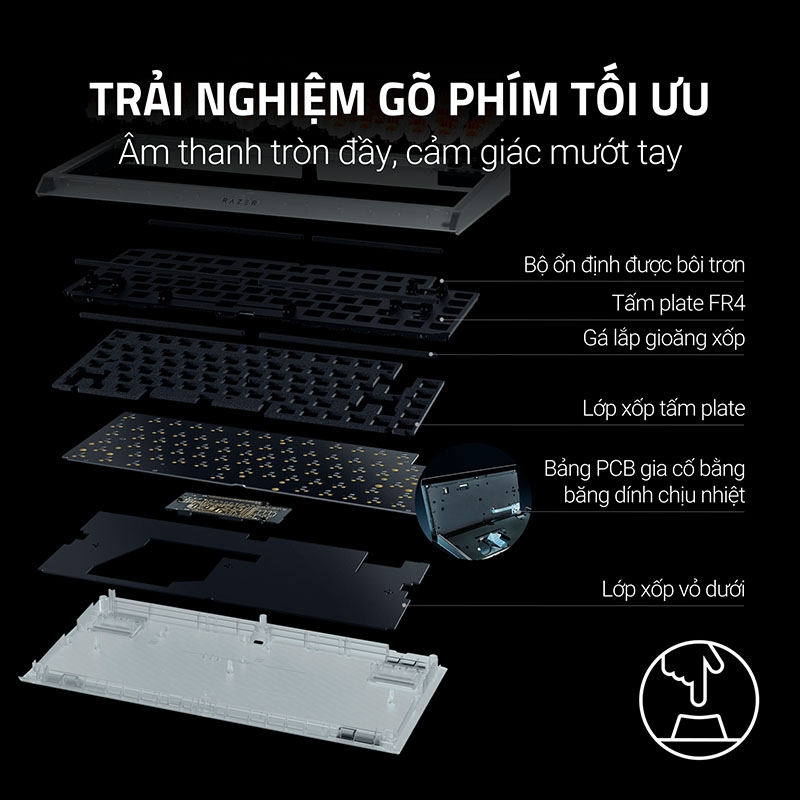 Bàn phím cơ Razer BlackWidow V4 75% Phantom White Edition RGB Hotswap Razer Switch Orange RZ03-05003500-R3M1
