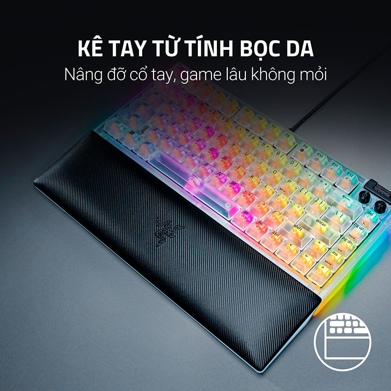 Bàn phím cơ Razer BlackWidow V4 75% Phantom White Edition RGB Hotswap Razer Switch Orange RZ03-05003500-R3M1