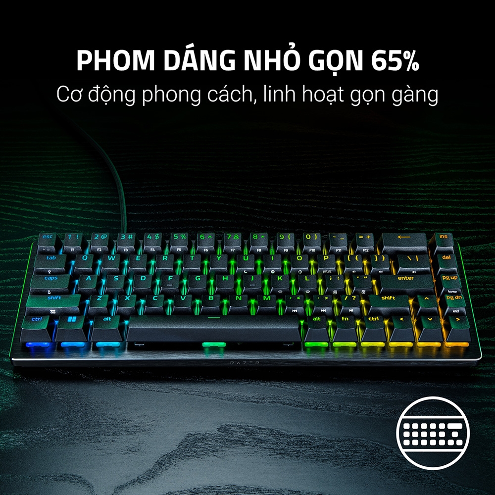 Bàn phím cơ Razer Huntsman V3 HE Magnetic Mini 65% 8KHz RZ03-05930100-R3M1