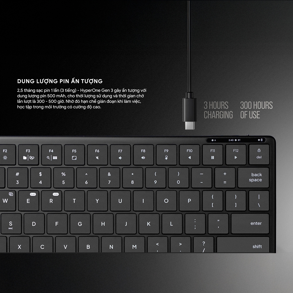 Bàn phím không dây HyperWork HyperOne Gen 3 Full Aluminum