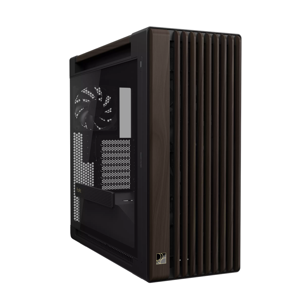 Case máy tính Asus ProArt PA602 Walnut Wood Edition Modern Black Tempered Glass
