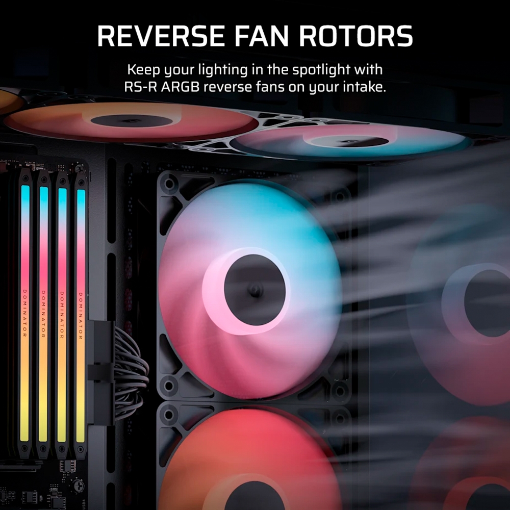 Bộ ba Fan Case Corsair RS120-R ARGB Black CO-9050196-WW (Fan Ngược)