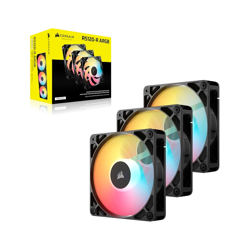 Bộ ba Fan Case Corsair RS120-R ARGB Black CO-9050196-WW (Fan Ngược)