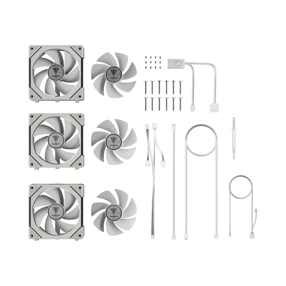 Bộ ba Fan Case Gamdias AEOLUS P2-1203 ARGB PWM 120mm White CCAEOLP21203WHGA