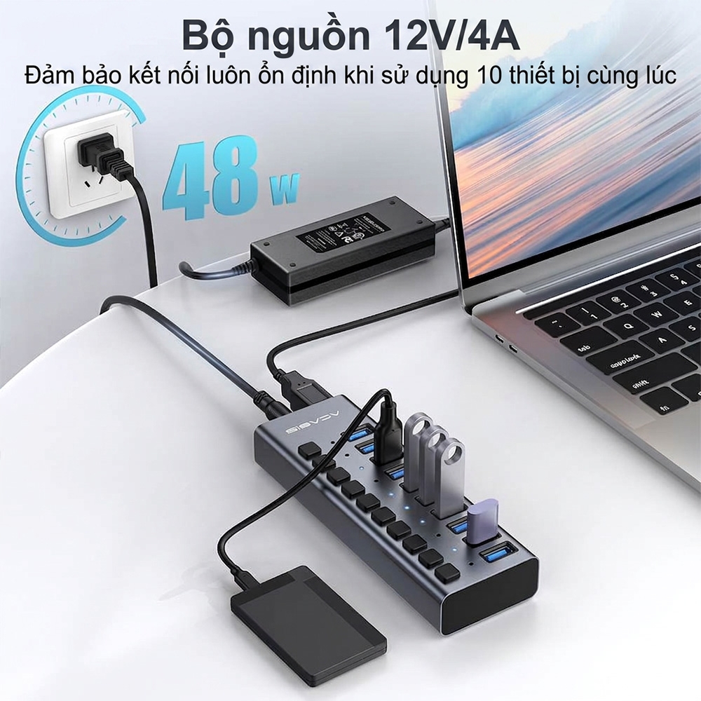 Bộ chia USB 10 cổng USB 3.2 ACASIS HS-710MG-10G