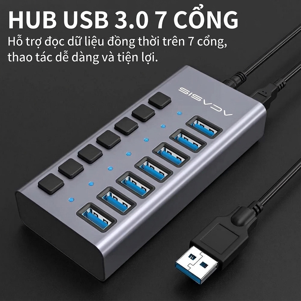Bộ chia USB 7 cổng USB 3.2 ACASIS HS-707MG-10G