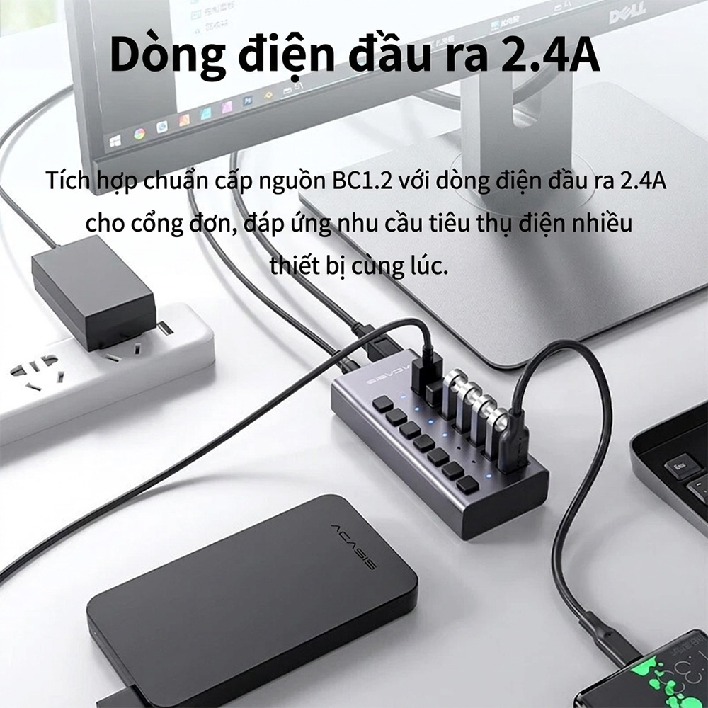 Bộ chia USB 7 cổng USB 3.2 ACASIS HS-707MG-10G