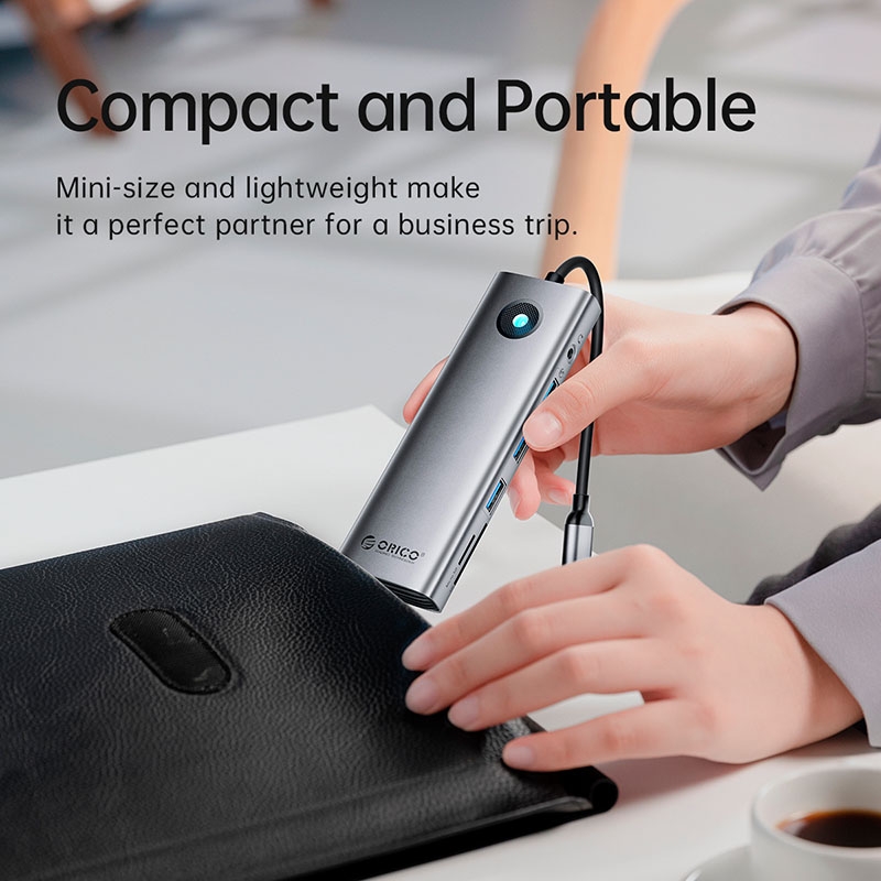Bộ chia USB Type-C ra 10 cổng Orico PW11-10P-GY