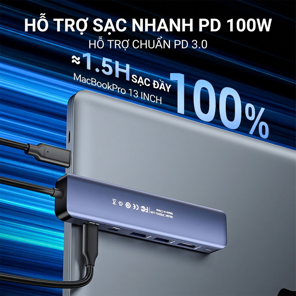 Bộ chia USB Type-C ra 6 cổng ACASIS DS-9901M1-LAN