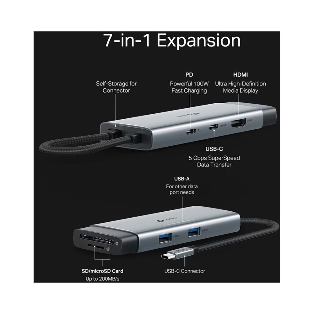Bộ chia USB Type-C ra 7 cổng TP-Link UH7020C