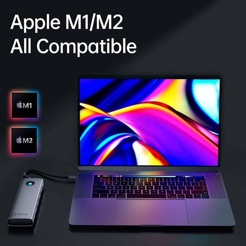 Bộ chia USB Type-C ra 8 cổng Orico PW11-8P-SV-EP