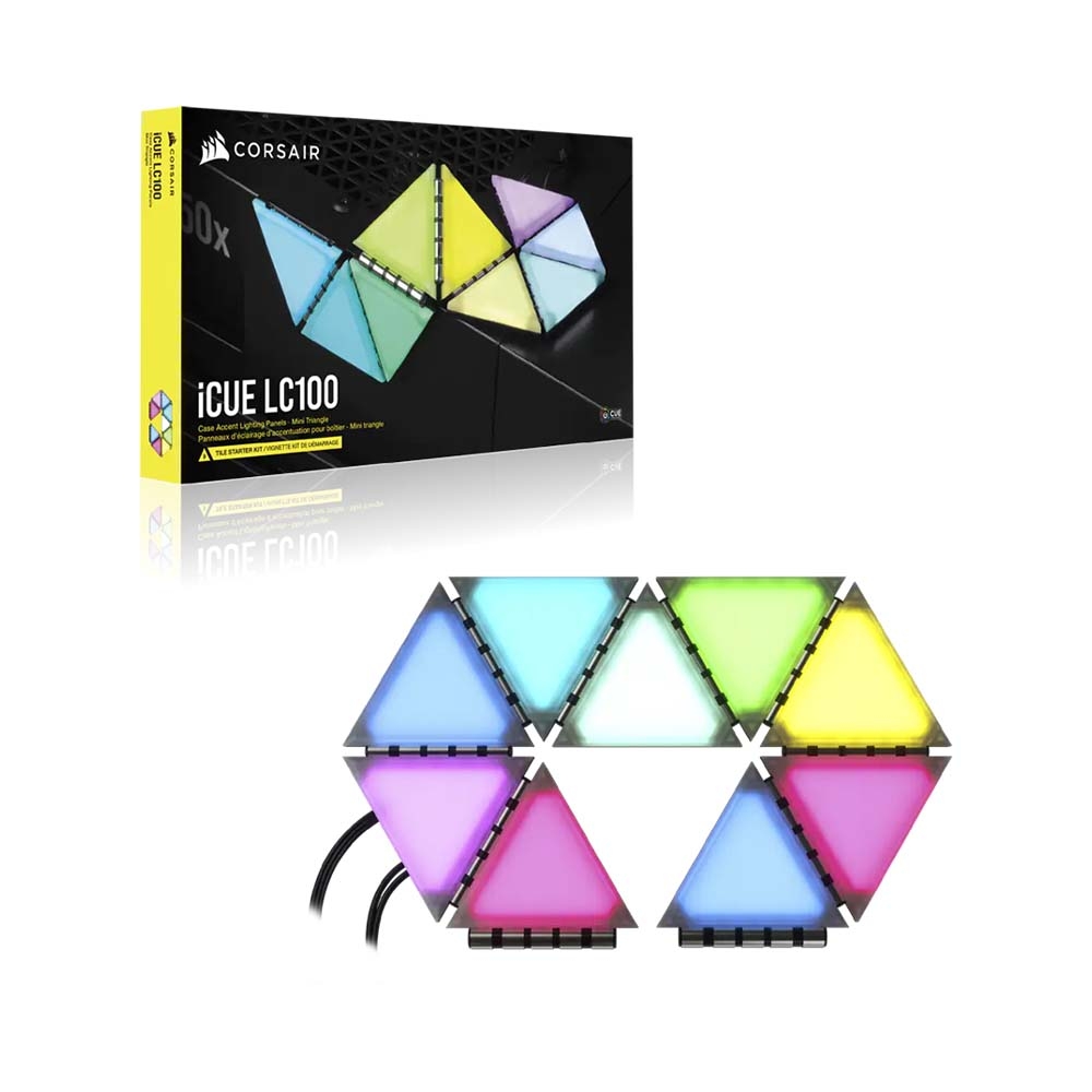 Bộ đèn chiếu sáng Corsair iCUE LC100 Smart Case Lighting Triangles Starter Kit CL-9011114-WW