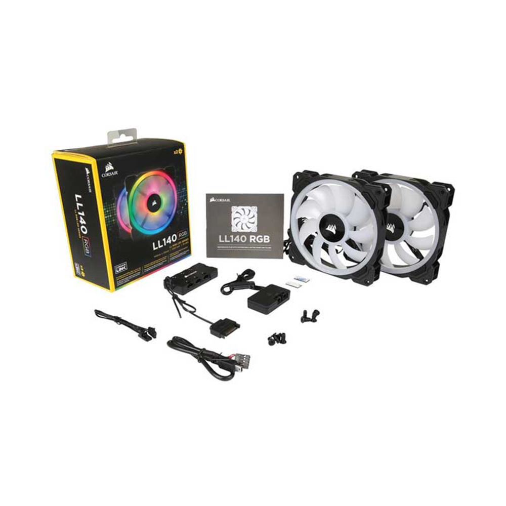 Bộ hai Fan Case Corsair LL140 RGB 140mm Dual Light Loop RGB with Lighting Node PRO CO-9050074-WW