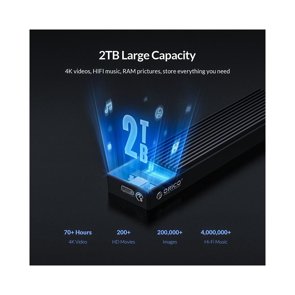 Box di động SSD M.2 NGFF SATA III 5Gbps Orico M2PF-C3-BK Aluminum